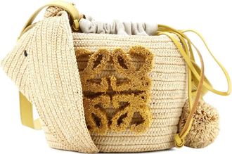Loewe Bunny Drawststring Raffia Small bucket bag - Beige
