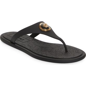 Versace Medusa Flip Flop in Black/Versace Gold at Nordstrom, Size 10Us