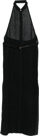 Le Kasha Zwarte Jurk met Open Rug - Dames - Casual kleedjes - Zwart - S - Kleedjes