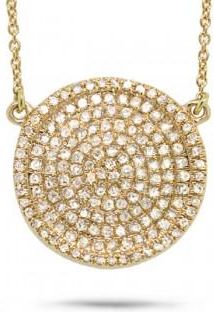 Allurez 0.47ct 14k Yellow Gold Diamond Pave Circle Necklace
