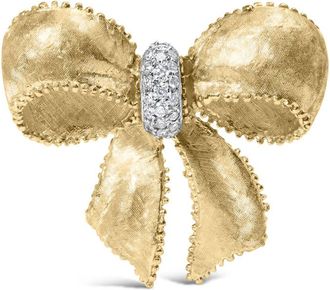 House of Brilliance 18K Yellow Gold and 3/5 Cttw Diamond Bow Pin Brooch (G-H Color, VS1-VS2 Clarity)