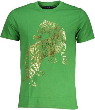 Cavalli Groene Tiger Print Crew Neck T-shirt - Heren - T-shirts - Groen - M - Katoen - Tops