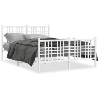 Berkfield Home Metal Bed Frame without Mattress with Footboard White 137x190cm | Size: 137x190 cm