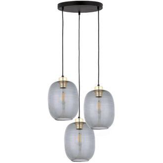 Luminosa Light Designs TK Delta L&aacute;mpara de techo colgante Cluster, color negro y cristal grafito, 3 bombillas E27