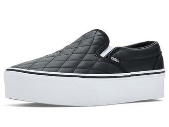 Vans Classic Slip-On Stackform Shoes Quilted Leather Black : Mens 13 - Womens 14.5 Medium, Textile