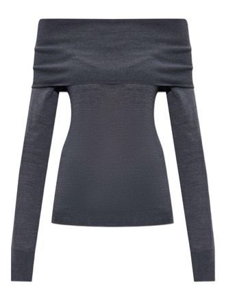 Stella McCartney Bardot Neck Sweater In Grey Virgin Wool