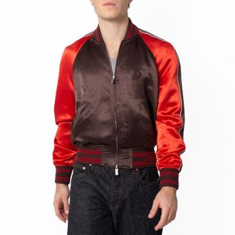 Burberry B Snake Satin Bomber Jacket, Size X-Small