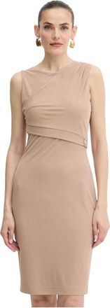 Guess Prisca Jurk - Dames - Korte kleedjes - Beige - XL - Polyester - Kleedjes