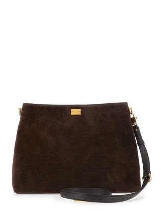 Dolce & Gabbana Womens Shoulder Bag Vittoria Suede Brown