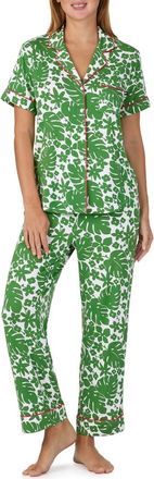Kate Spade New York print crop pajamas in Green Floral at Nordstrom, Size X-Small