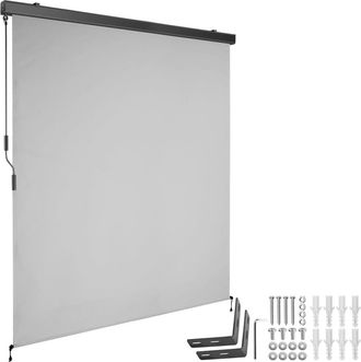 TecTake Toldo vertical con manivela, 2 soportes pared, 160x250 cm, gris claro