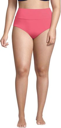 Lands End Chlorine Resistant Pinchless High Waisted Bikini Bottoms in Wood Lily at Nordstrom, Size 24W