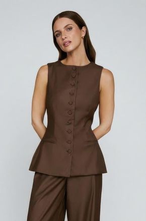 Six Stories Tailored Waistcoat in Chocolate at Nordstrom, Size 10