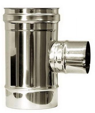 MBM Tubo De Chimenea De Pared Doble Aislado De Acero Inoxidable Con Conexi&oacute;n En T De 90&deg; Reducido A 80 Mm, Di&aacute;metro Nominal 130/180