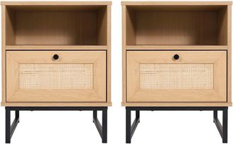 Flash Furniture Set of 2 Mid-Century Modern Nightstands or End Tables, Natural