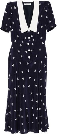 Alessandra Rich Bow-Print Midi Dress - Womens - Polyester/Polyamide/Silk