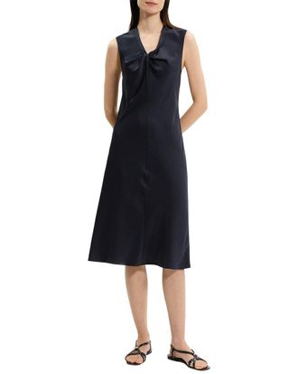 Theory Crushed Satin Twist Scoop Dress