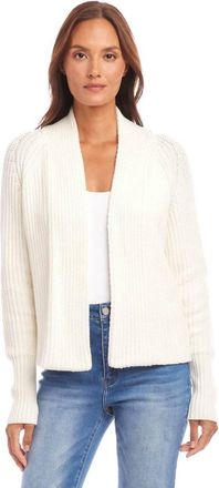 Karen Kane Cropped Open Front Cardigan Sweater In Off White