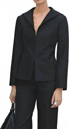 MASSIMO DUTTI Womens Hook & Eye Closure Blazer In Black
