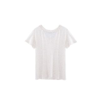 Ikks T-shirt met gevlochten V-hals en korte mouwen