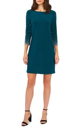 Chaus Beaded Sleeve Sheath Dress in Neo Emerald at Nordstrom, Size X-Large