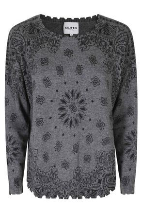 Kujten Anthra Noir Bandana Print Cashmere Sweater