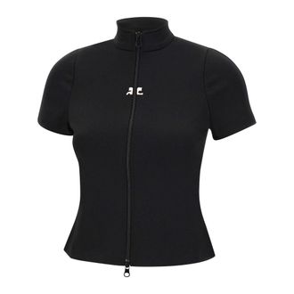 Courr&egrave;ges Zip-throughs, female, Black, Size: XS Interlock Tracksuit Top