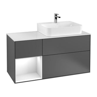 Villeroy & Boch Villeroy&boch - Finion, Muebles De Ba&ntilde;o, 1200 X 603 X 501 Mm, Angular, Con Estanter&iacute;a (iluminada), Modelo Suspendido, En Madera, Lavabo A La Derecha, 