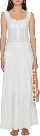 Staud Lou Lace Sleeveless Top In White Eyelet