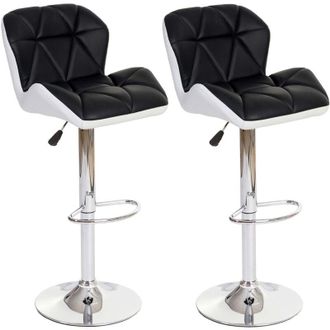 Hhg Non utilizzato] Coppia sgabelli con poggiapiedi HHG 156 acciaio cromato ecopelle nero