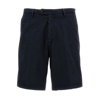 BRIGLIA 1949 Casual Shorts, male, Blue, Size: 2XL Bg101 Pleated Cotton Shorts