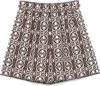 Max Mara Logo Print Elastische Taille Shorts - Dames - Bermuda - Bruin - 3XS - Korte Broeken