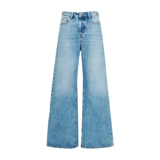Diesel Wide Jeans, female, Blue, Size: W28 L32 Denim Low Waist Relaxed Fit Jeans