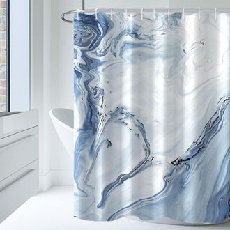 OEM Cortina De Ducha, Tejido De M&aacute;rmol Azul Claro Para Ba&ntilde;os, 180 X 180 Cm - Crezuo
