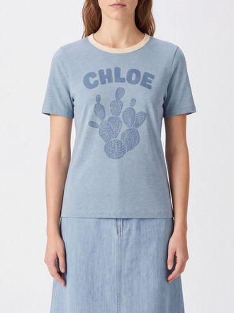 Chlo&eacute; T-shirt a maniche corte in cotone con stampa logo grafica a contrasto