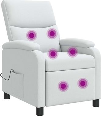 vidaXL Silla De Masajes Reclinable Blanco Tela Vidaxl