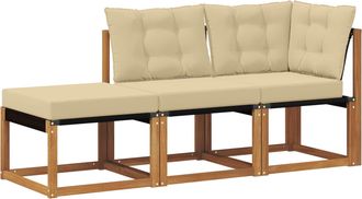 vidaXL 3 Uds. Unidades De Sof&aacute; Modular De Exterior Natural Y Beige Vidaxl