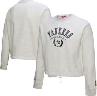 Mitchell & Ness Womens Mitchell & Ness Heather Gray New York Yankees Cropped Toggle Pullover Sweatshirt at Nordstrom, Size Xx-Large