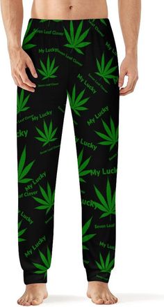 Generic Lucky Irish Weed Mens Pajama Pants Soft Loungewear Bottoms Lightweight Sleepwear