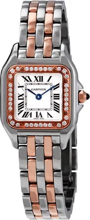 Cartier Panthere Small Model Silver Dial Steel and 18kt Rose Gold Ladies Watch W3PN0006