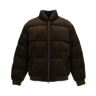 Polo Ralph Lauren Jassen, Heren, Bruin, M, Katoen, Corduroy Down Puffer Jacket