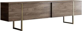 Calicosy Mueble TV 2 puertas abatibles L180 cm - Efecto Nogal y oro
