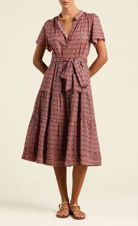 Trovata Luana Midi Dress In Pink Multi Ditsy Floral
