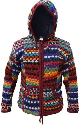 Gheri Bubble Knit Rainbow Patchwork Woolen Jacket X-Large