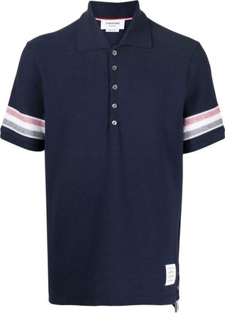 Thom Browne Navy Blue Stripes Polo