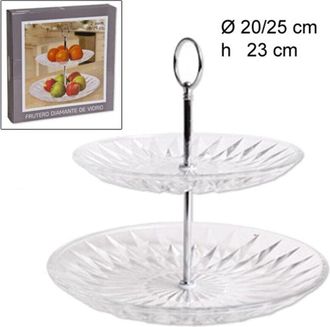 Trade Shop Centro De Mesa Elevador 2 Pisos De Cristal Diamante Bandeja Para Tartas