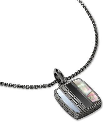 John Hardy carved-chain necklace - men - Hematite/Sterling Silver/Onyx/Mother of Pearl - 55