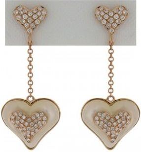 Allurez 0.45ct 14k Rose Gold Diamond & Mother Of Pearl Heart Earrings