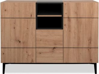 Calicosy Aparador 3 puertas 2 baldas 120 cm - acabado madera y negro