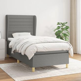 vidaXL Vidaxl - Cama Box Spring Con Colch&oacute;n Tela Gris Oscuro 80x200 Cm
